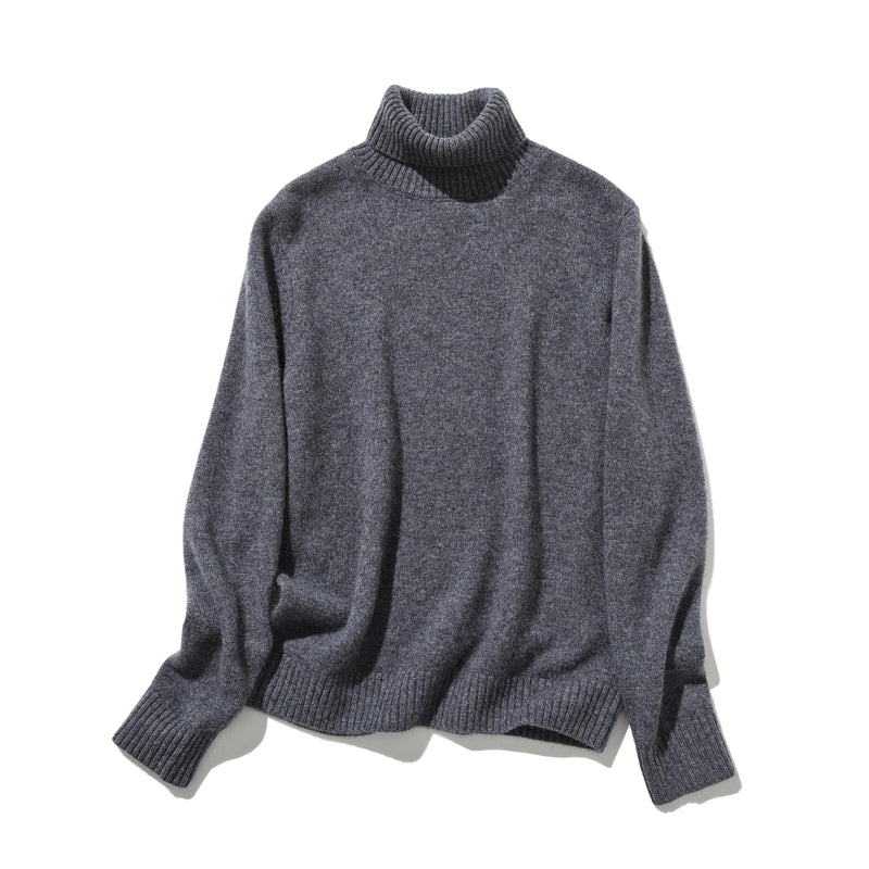 "Simple but stylish on its own" 100% Cashmere Turtleneck Sweater, Thick, 241016-6