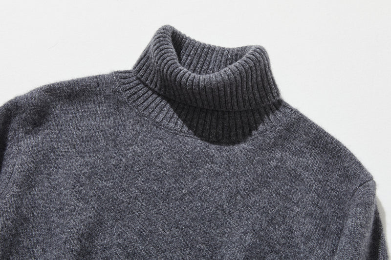 "Simple but stylish on its own" 100% Cashmere Turtleneck Sweater, Thick, 241016-6