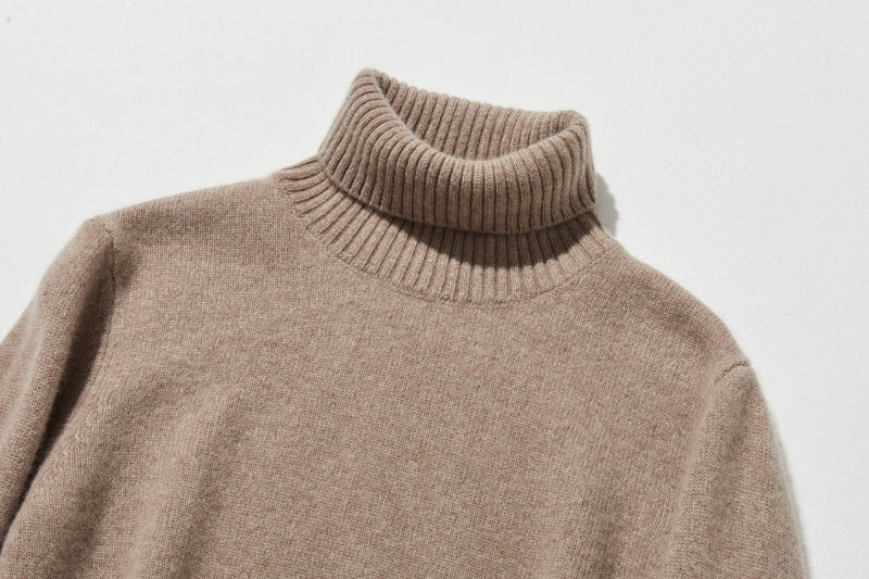 "Simple but stylish on its own" 100% Cashmere Turtleneck Sweater, Thick, 241016-6
