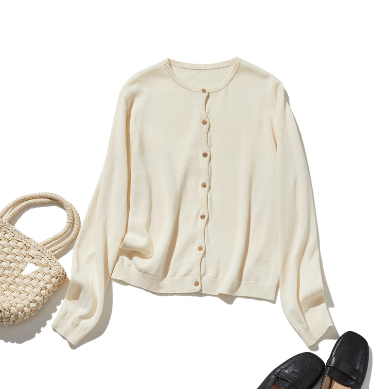 心地よい着心地の年中愛用ニットカーディガン 　コットンリネン カーディガン　251013