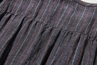 ゆったりとした着心地と上品なデザインが魅力の、リネン100%長袖ブラウス　　250414