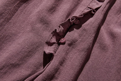 Elegant ruffled long-sleeved blouse, cotton linen, 250418 