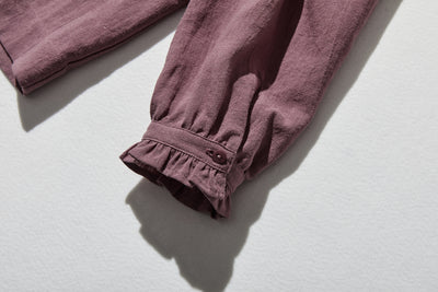 Elegant ruffled long-sleeved blouse, cotton linen, 250418 