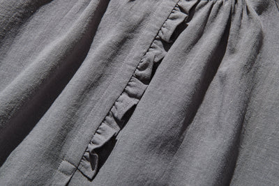 Elegant ruffled long-sleeved blouse, cotton linen, 250418 