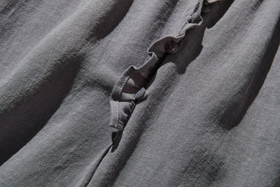 Elegant ruffled long-sleeved blouse, cotton linen, 250418 