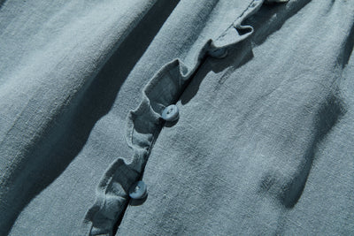 Elegant ruffled long-sleeved blouse, cotton linen, 250418 