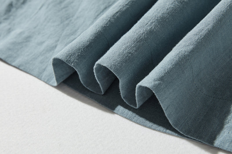 Elegant ruffled long-sleeved blouse, cotton linen, 250418 