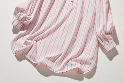 きれいめな雰囲気が魅力のストライプチュニック　長袖ブラウス　　250413