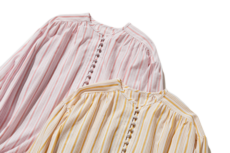 きれいめな雰囲気が魅力のストライプチュニック　長袖ブラウス　　250413