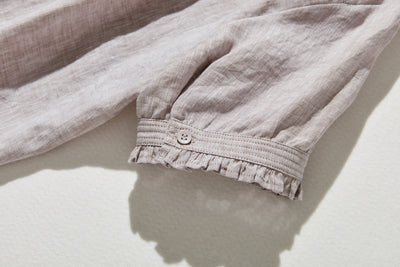 上品な着こなしに♪ リネン100% バンドカラーシャツ リネンブラウス 半袖シャツ　　250509