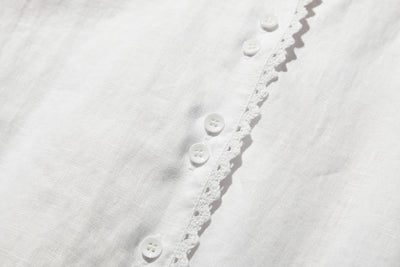 上品な着こなしに♪ リネン100% バンドカラーシャツ リネンブラウス 半袖シャツ　　250509