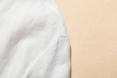 上品な着こなしに♪ リネン100% バンドカラーシャツ リネンブラウス 半袖シャツ　　250509