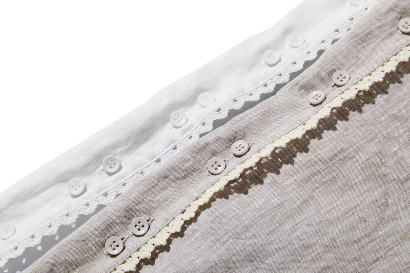 上品な着こなしに♪ リネン100% バンドカラーシャツ リネンブラウス 半袖シャツ　　250509