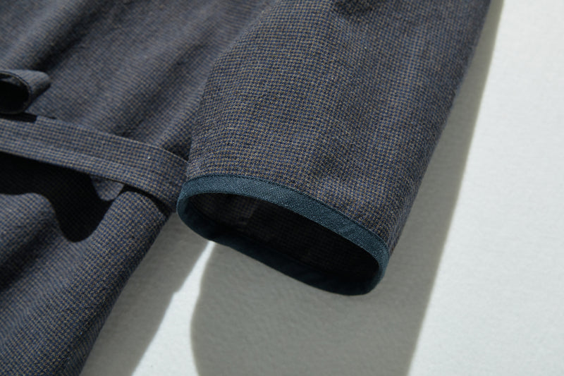 快適でお洒落！コットンリネンワンピース　5分袖　ベルト付き　　240518