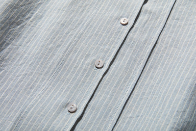 A simple yet striking piece with exquisite details. 100% French linen striped shirt (250410) 