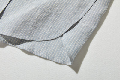 A simple yet striking piece with exquisite details. 100% French linen striped shirt (250410) 