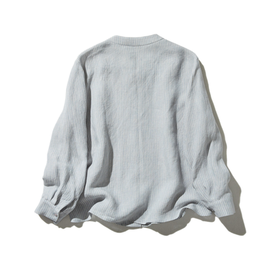 A simple yet striking piece with exquisite details. 100% French linen striped shirt (250410) 