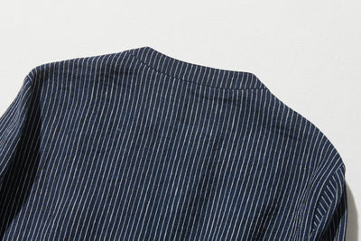 A simple yet striking piece with exquisite details. 100% French linen striped shirt (250410) 