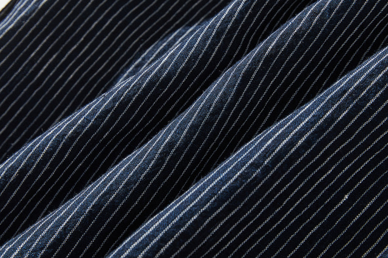 A simple yet striking piece with exquisite details. 100% French linen striped shirt (250410) 