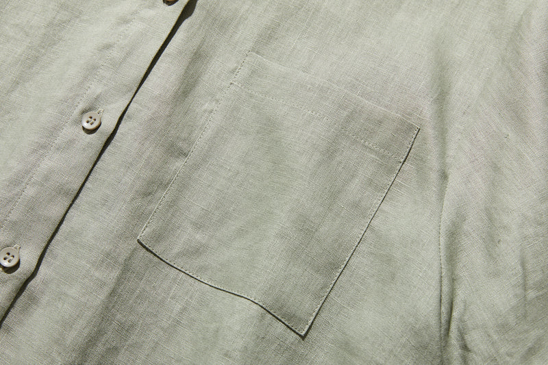 夏に嬉しい通気性◎ 上質リネンの半袖シャツ 羽織りコーデにも　リネン100％　　 250513