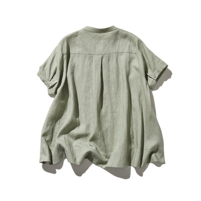 夏に嬉しい通気性◎ 上質リネンの半袖シャツ 羽織りコーデにも　リネン100％　　 250513