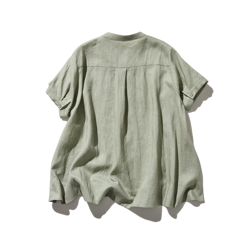 夏に嬉しい通気性◎ 上質リネンの半袖シャツ 羽織りコーデにも　リネン100％　　 250513