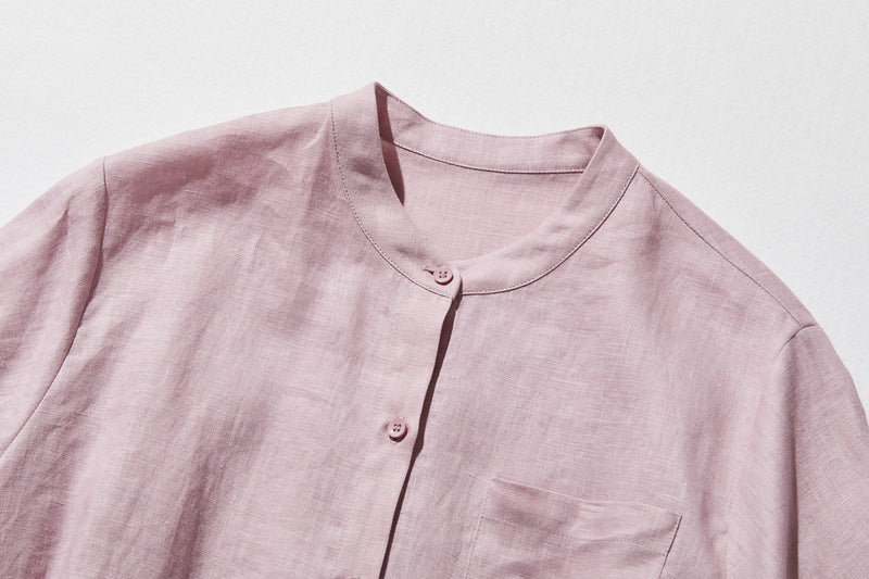 夏に嬉しい通気性◎ 上質リネンの半袖シャツ 羽織りコーデにも　リネン100％　　 250513