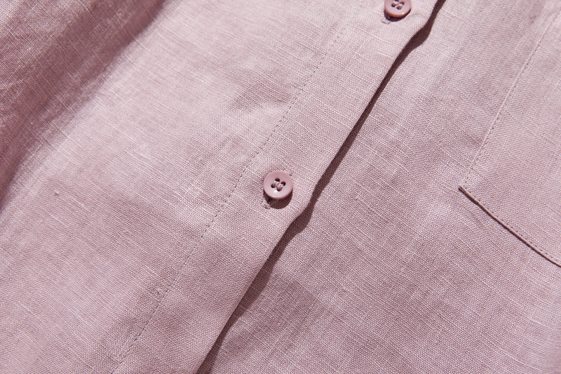 夏に嬉しい通気性◎ 上質リネンの半袖シャツ 羽織りコーデにも　リネン100％　　 250513