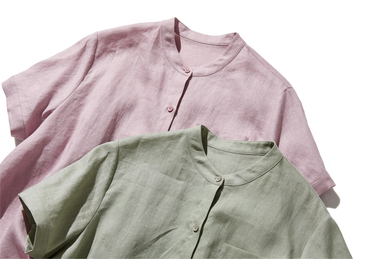 夏に嬉しい通気性◎ 上質リネンの半袖シャツ 羽織りコーデにも　リネン100％　　 250513