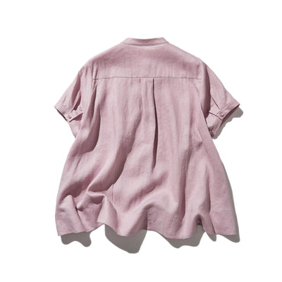 夏に嬉しい通気性◎ 上質リネンの半袖シャツ 羽織りコーデにも　リネン100％　　 250513