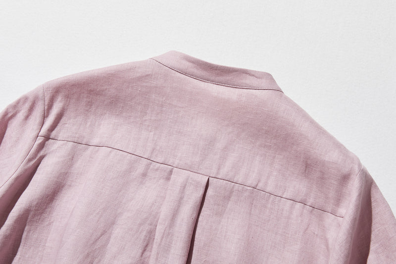 夏に嬉しい通気性◎ 上質リネンの半袖シャツ 羽織りコーデにも　リネン100％　　 250513