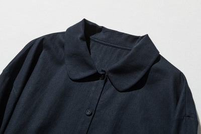 季節を超えて活躍する フレンチリネンの前開きシャツワンピース　　250409