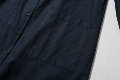 季節を超えて活躍する フレンチリネンの前開きシャツワンピース　　250409