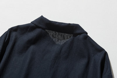 季節を超えて活躍する フレンチリネンの前開きシャツワンピース　　250409