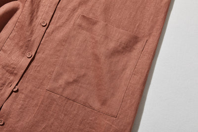 季節を超えて活躍する フレンチリネンの前開きシャツワンピース　　250409