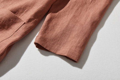 季節を超えて活躍する フレンチリネンの前開きシャツワンピース　　250409