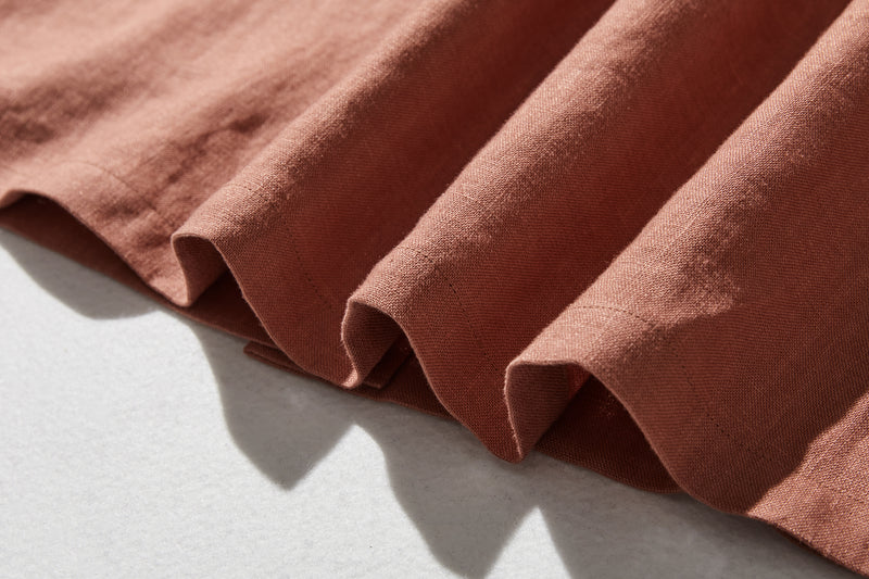 季節を超えて活躍する フレンチリネンの前開きシャツワンピース　　250409