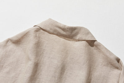 季節を超えて活躍する フレンチリネンの前開きシャツワンピース　　250409