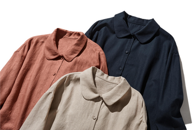 季節を超えて活躍する フレンチリネンの前開きシャツワンピース　　250409