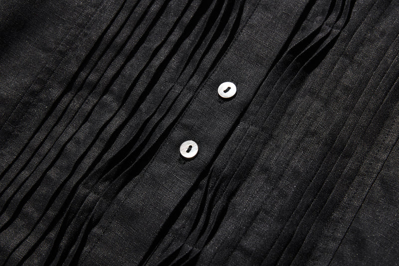 洗練された印象を叶える　大人のきれいめシャツブラウス 長袖ブラウス　リネン100％　250920