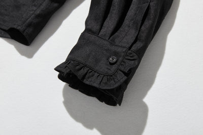 フリルデティールの立体裁断シャツ 　長袖　リネンシャツブラウス　　 250809