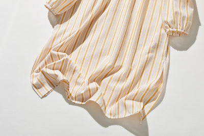 【春～秋まで着回し可】ゆとりシルエット ストライプ チュニックワンピース　250416-1