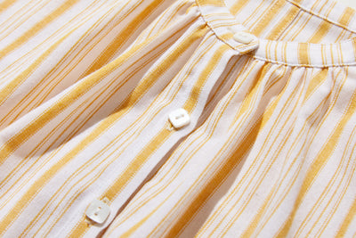 【春～秋まで着回し可】ゆとりシルエット ストライプ チュニックワンピース　250416-1