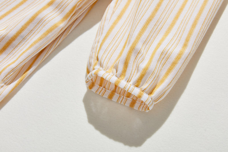 【春～秋まで着回し可】ゆとりシルエット ストライプ チュニックワンピース　250416-1