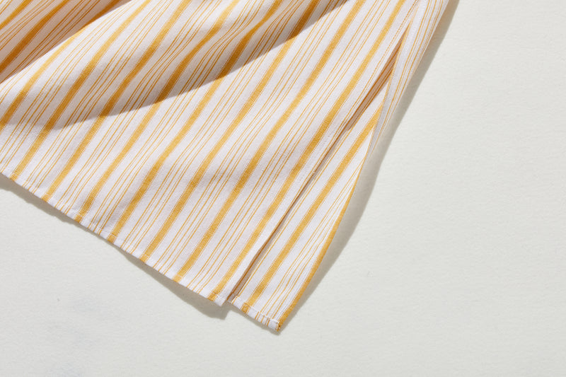 【春～秋まで着回し可】ゆとりシルエット ストライプ チュニックワンピース　250416-1