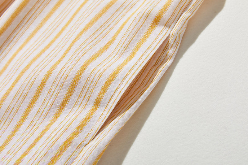 【春～秋まで着回し可】ゆとりシルエット ストライプ チュニックワンピース　250416-1