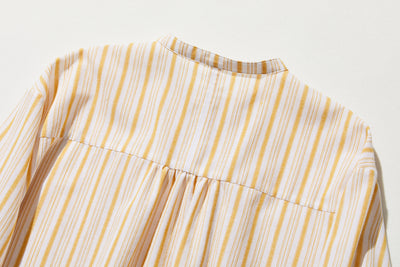 【春～秋まで着回し可】ゆとりシルエット ストライプ チュニックワンピース　250416-1