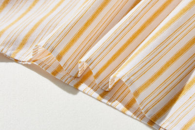 【春～秋まで着回し可】ゆとりシルエット ストライプ チュニックワンピース　250416-1