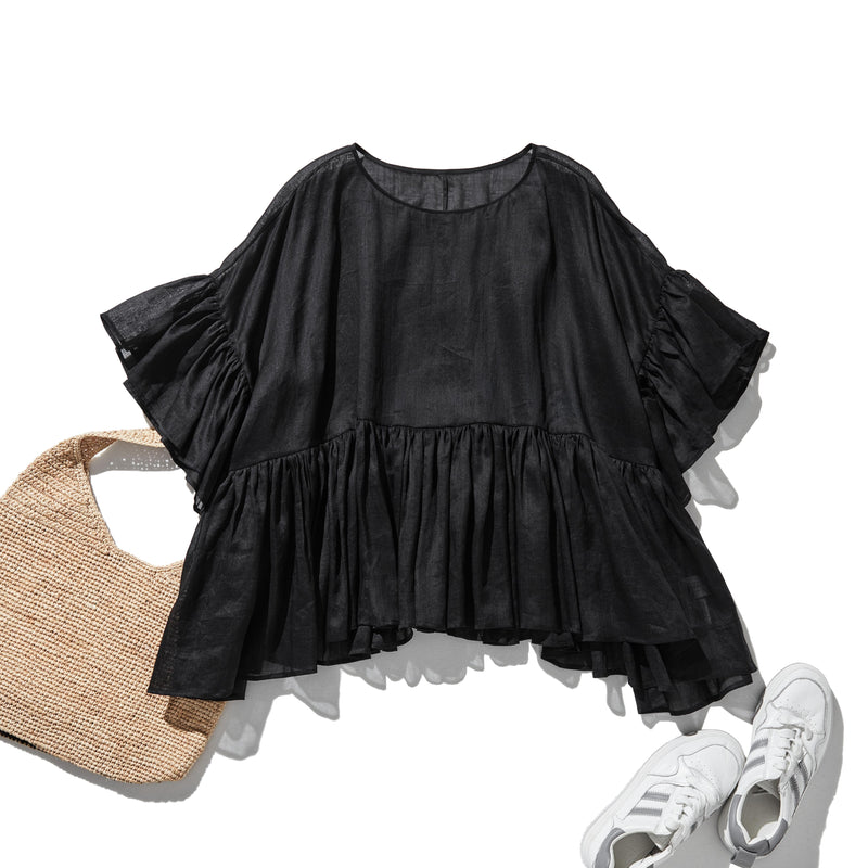 ふんわりエアリーポトップ プルオーバータイプ 麻100％　　250709