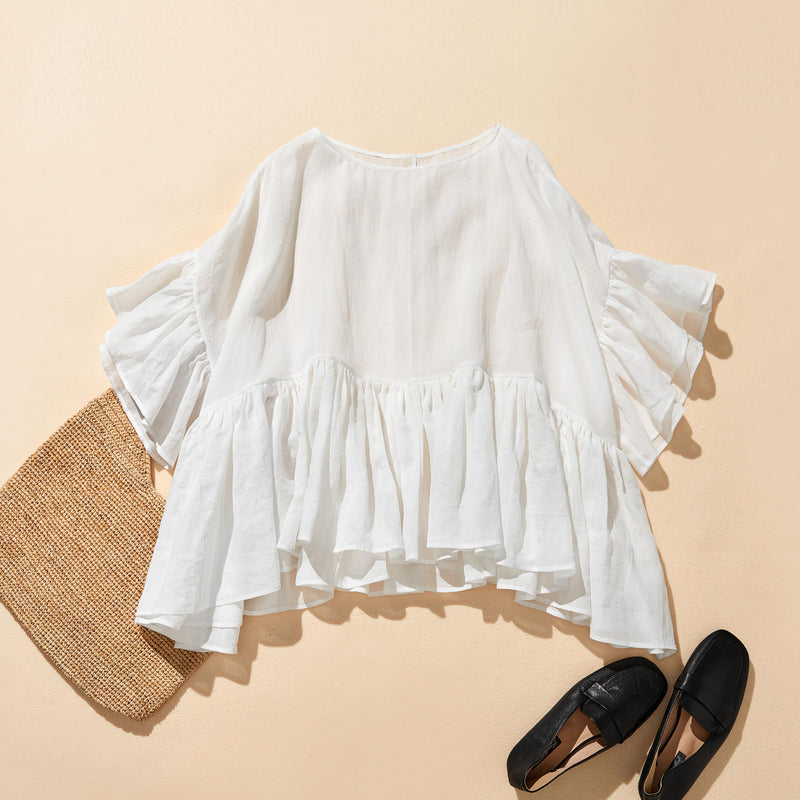 ふんわりエアリーポトップ プルオーバータイプ 麻100％　　250709